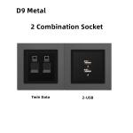 UK Standard 2 USB Wall Power Socket Fast Charger Metal Frame Plastic Modular