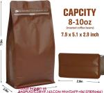 Flat Bottom Coffee Pouches With Degassing Valve, Food Storage Bags With