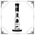Grace Straight Tube Glass Smoking Water Pipe With Black Inline Perc Bongs 13‘’