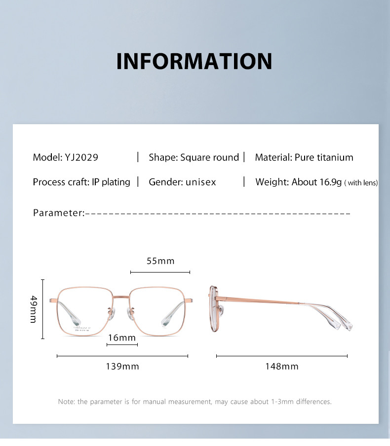 Optical Pure Titanium Eyewear Frames Skin Friendly with Removable Screws