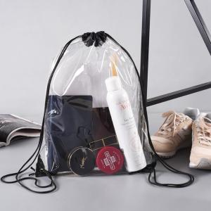 China Transparent PVC Drawstring Bag , Custom Logo Waterproof Storage Bags factory