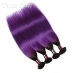 Purple Russian Remy Hair Extensions , Natural Silky Straight Hair Weave With