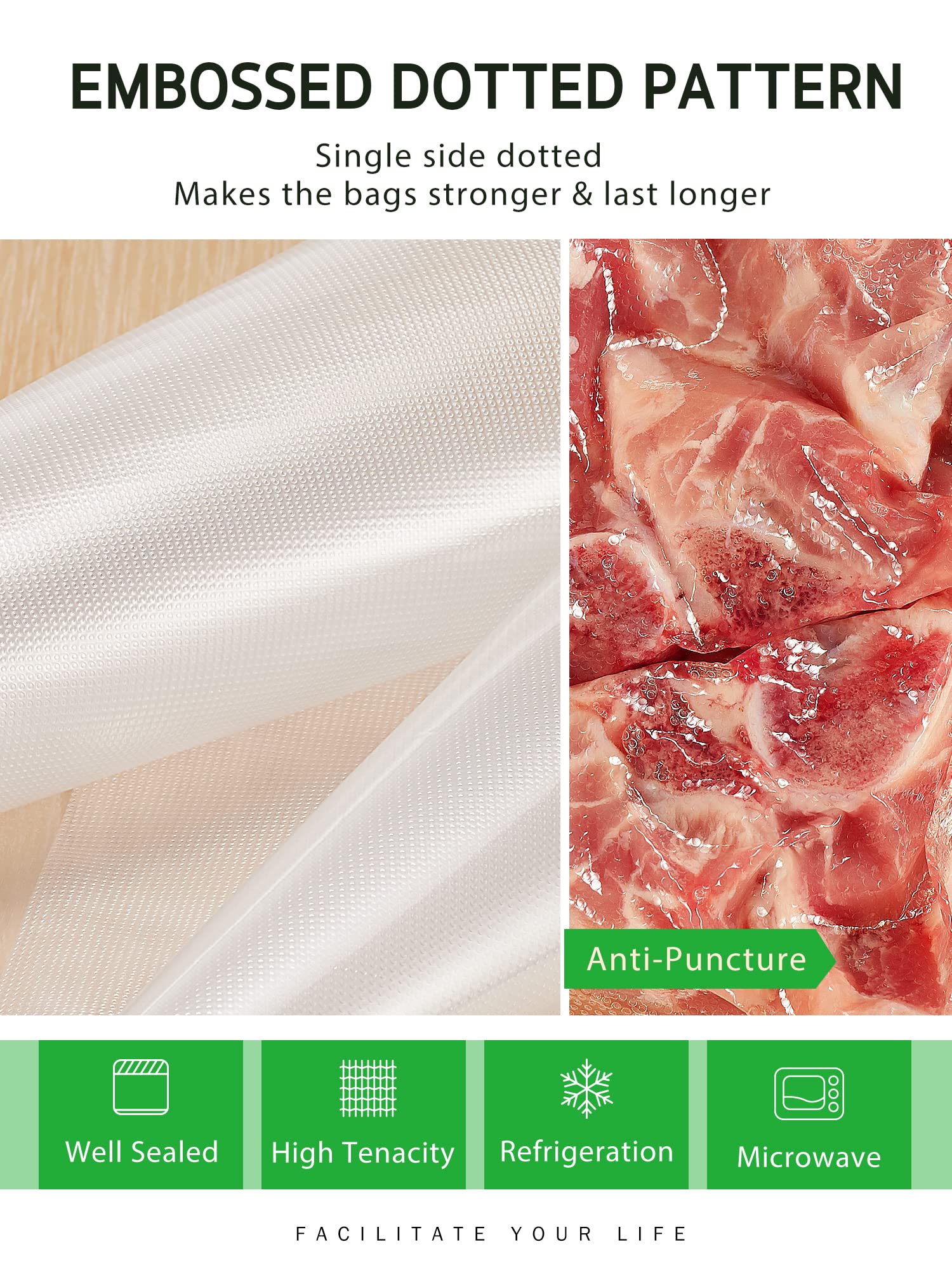 Sandwich Vacuum Sealer Roll Food Vacuum Roll Bags Food Storage Bags For Freezer