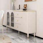 White Luxury Sideboard Cabinets Marble Facet Metal Glass Door Custom