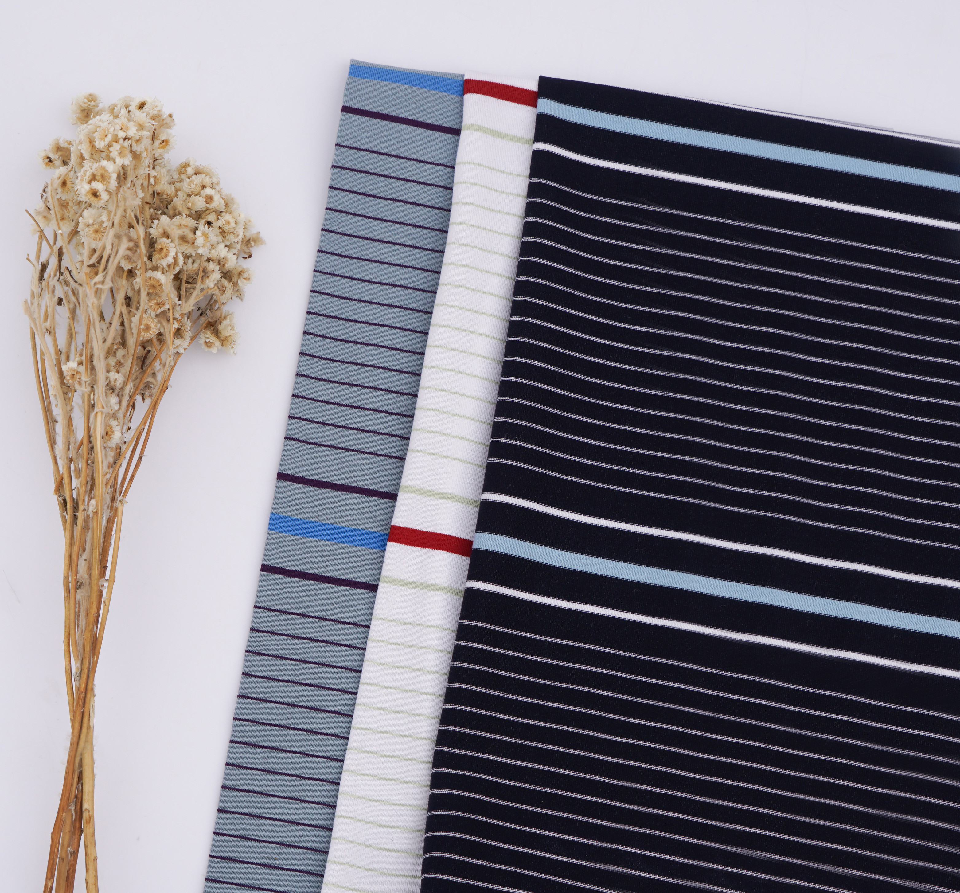 Simple Beautiful Durble Fashionable Skin-Friendly Striped Material Fabric For T-Shirt