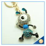 Customized Gold Plated Insect Keyring Blue And Red Ant Rhinestone Crystal Metal