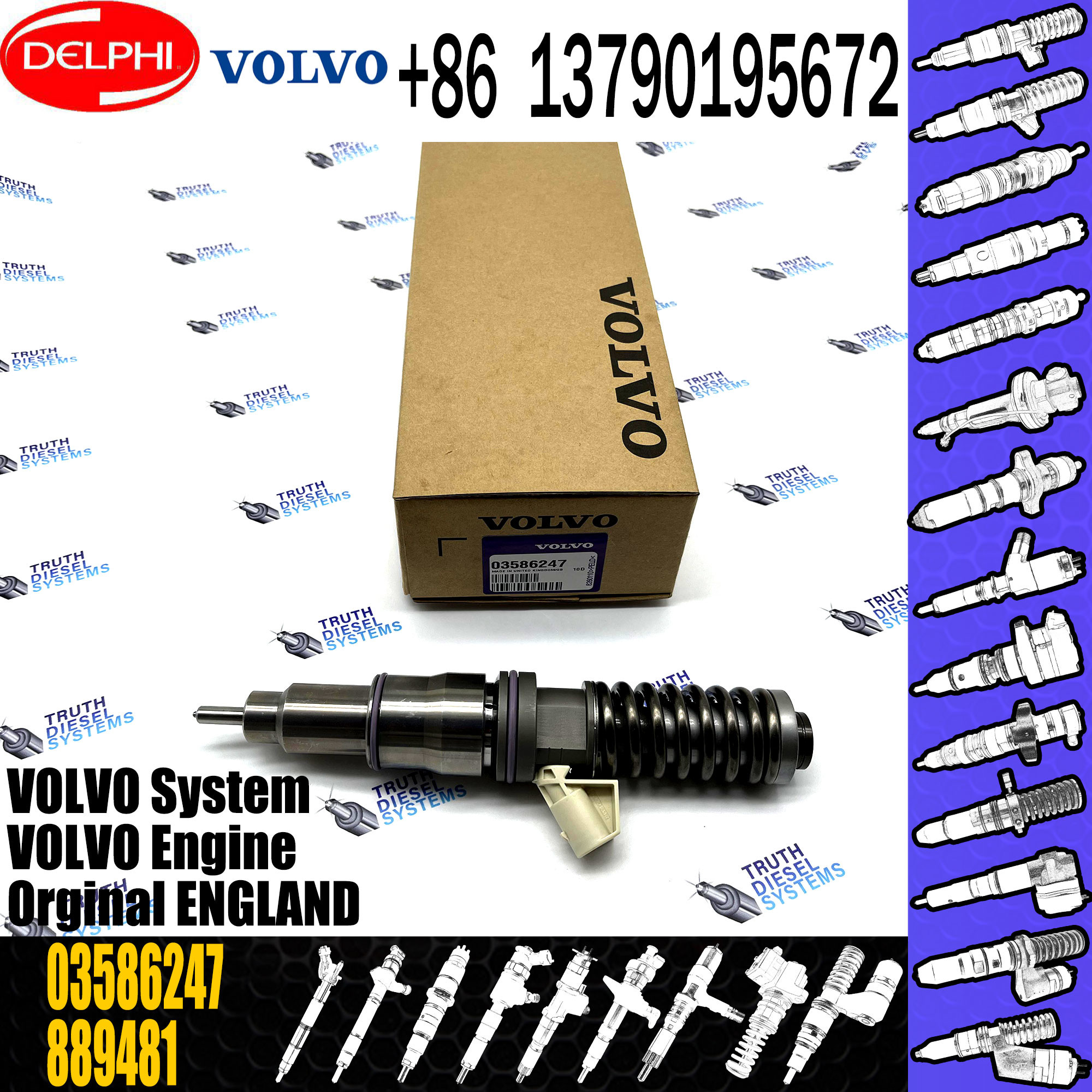 2 PINS diesel injector BEBE4C05001 BEBE4C05002 Diesel Fuel Injector 2for VOVLO 9.0 LITRE MARINE with 9.5 MM BORE L235PBC