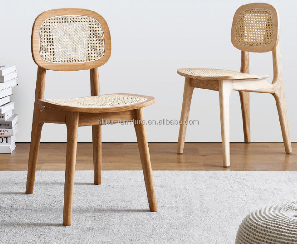 Modern Rattan Dining Chair for Hotel Luxury Home Furniture in Oak Natural