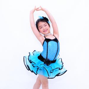 China Back Cross Straps Kids Dance Clothes Black Edge Double Layer Skirt For Solo factory