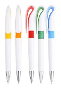 China fancy design twist plastic pen, wide clip and white barrel,novel design factory