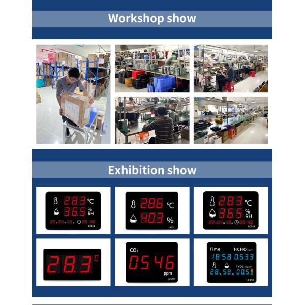 Industrial Grade Digital Thermometer Hygrometer Wall Clock Explosion Proof Probe LED Display for Weather Station Indoor Outdoor