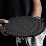 Cast Iron Flat Fry Stovetop Grill Pan Reversible Roasting Non Stick BBQ Grill