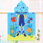 Design Home Microfiber Kids Hooded Cape Bathrobe Cartoon Printing Wearable Bath