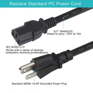 NEMA 5-15P to IEC C13 Power Cord 10A 125V UL Certified
