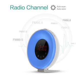 China Wake Up Light Digital Alarm Clock Sunrise Simulation 7 Colors LED Night Lights 6 Nature Sounds with FM Radio Snooze Mode factory
