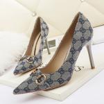 8666-9 Europe And The United States Sexy Pointed Shallow Mouth High Heels Net