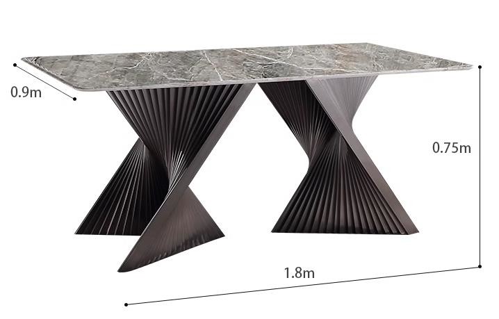 Premium Hotel Restaurant Furniture Modern Art Natural Marble Metal Base Dining Table