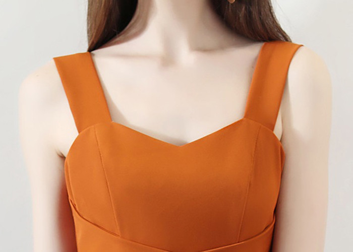 Sleeveless Short Length Prom Dresses Orange Backless Graduation Wear Bowknot