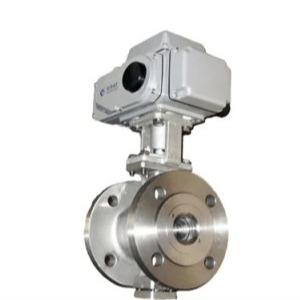 High Temperature Stainless Steel Flange Straight Through Type Electric Ball
