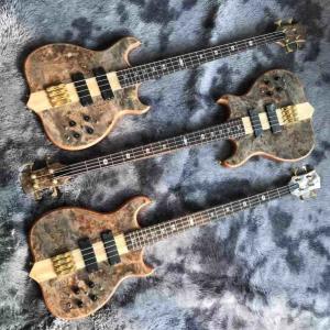 China Custom Alembics Grand Style Burst Maple Top 4 Strings Neck Through Body Electric Bass Guitar factory