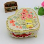 Metal Enamel Music box Musical Jewelry Organizer Box for Valentine's Day Gift