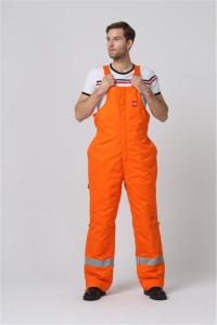 China 2 Side Pockets Orange Winter BIB Pants With Covered Metal Zip factory