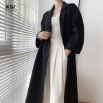 Plus Size Autumn Winter Wool Woolen Long Cardigan Jacket Woman Crop Jacket