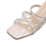 5569-3 Sexy Open-Toed High Heels Are Thin Rhinestone Cross Strap Sandals Thick
