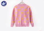 Dinosaur Jacquard Pullover Sweater Girls , Double Layer Crew Neck Knitted Jumper