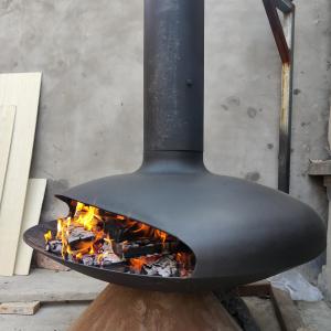 China rustproof Hotel Suspended Wood Burning Stove Rotating Hanging Fireplace 1000mm factory