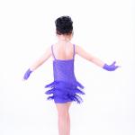 Grils Jazz Tap Costumes Biketard V - Neck Sequined Bodice Flying Fringe Skirt