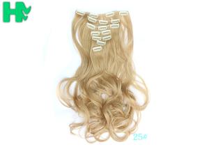 China Blonde 16 Inches Synthetic Clip In Hair Extensions High Temperature Fiber factory