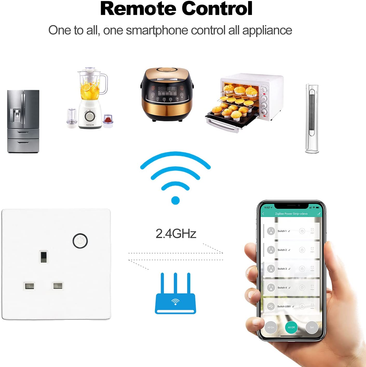 AC240V Smart Plug Socket 2.4G WiFi Tuya Smart Plug UK Fire Retardant