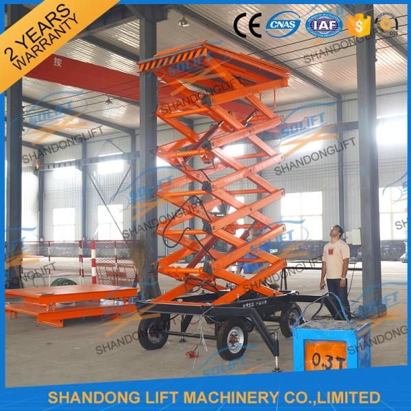 300kg 500kg Towed Mobile Mobile Platform Lift Electric Hydraulic 12m Lifting