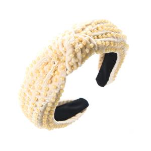 China Velvet Handmade Beaded Headband Knot Wide Brim Hair Band factory