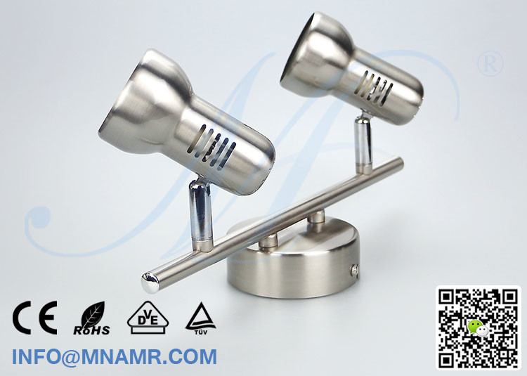 Hot Sale Double Heads LED Vanity Light Fixtures Nickel Matt Come With 2x5W GU10 LED Lamp Warm White Emitting Color