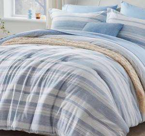 China Customized Cationic Washable Printed Duvet Comforter Blue Stripe Washable Comforter Cover factory