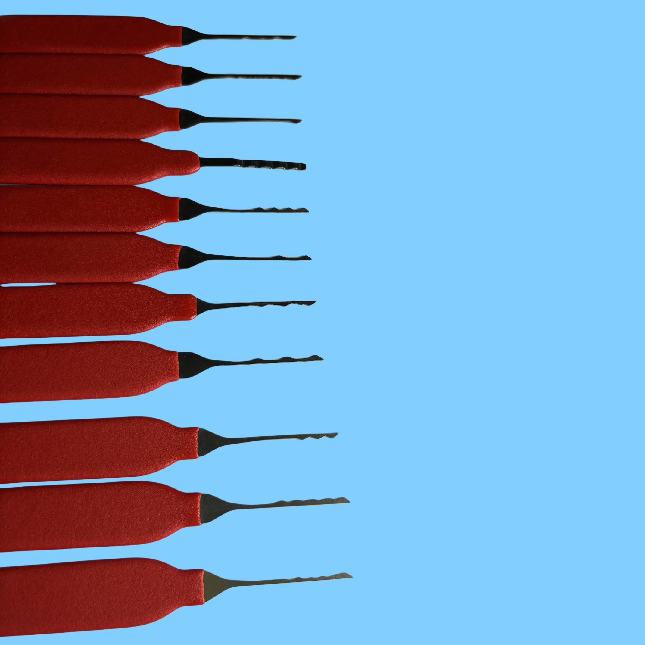 Stainless Steel Locksmithing Tools Red Door Picking Tools 8pcs