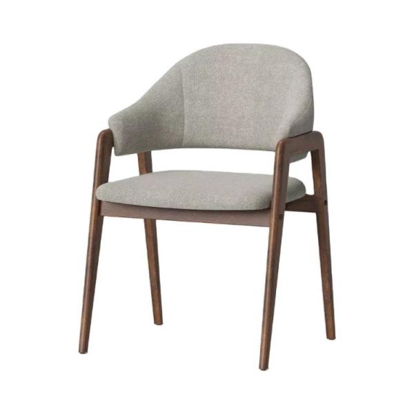 Rubber Wood Frame Lacquered Finish Fabric Armrest Dining Chairs for Hotel