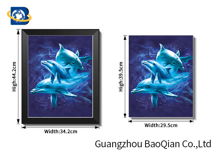 Custom Lenticular Flip 3D Picture Framed Ocean / Wild Animal Image Indoor Decor