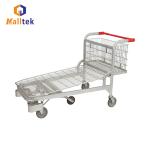Heavy Duty Warehouse 5 Wheels Hand Push Metal Supermarket Transport Trolley Cart