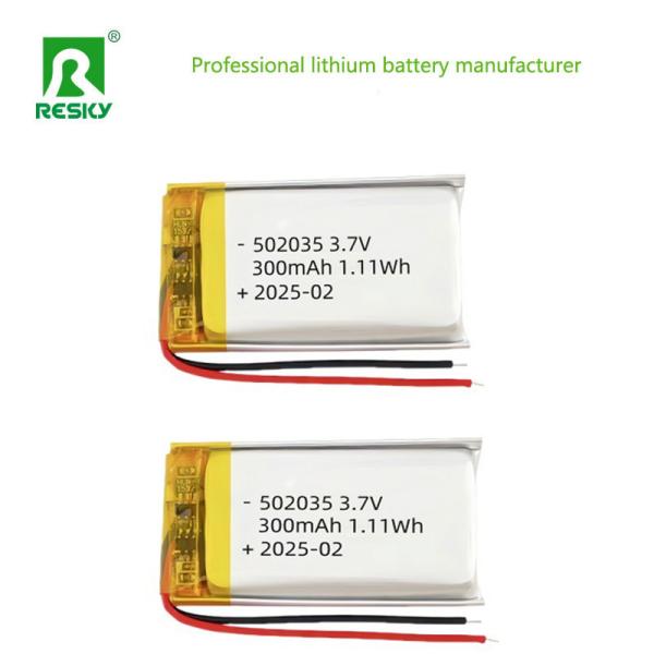 Lithium Battery Cell 502035 3.7v 300mAh Rechargeable Solar Li-Polymer Battery For Bluetooth Earphone