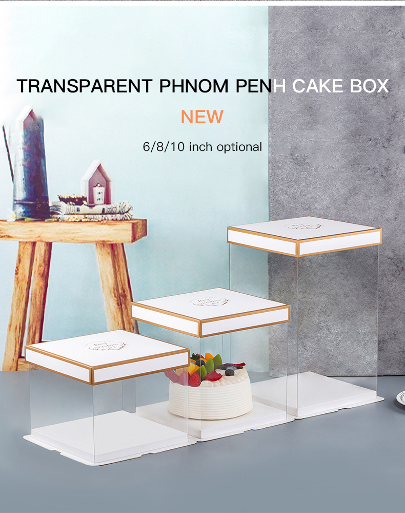 4-14 Inch Wedding Cake Packaging with Transparent Window and Self Erecting Boxes