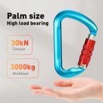 Customized Logo and Color Aluminum D Shape Climbing Snap Hook 30KN for Outdoor