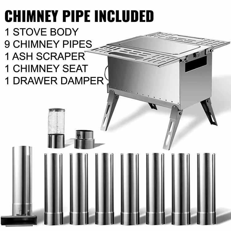 Folding Stainless Steel Wood Burning Stove Ideal for Outdoor Camping and Hiking Trips