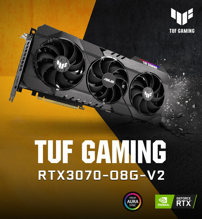 ASUS NVIDIA TUF-RTX3070-O8G-V2-GAMING 256bit GDDR6 Desktop Graphics Card