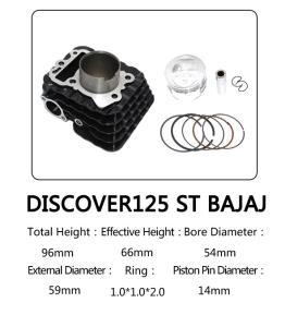China Discover125 ST BAJAJ Cylinder Kit Black Color With 54mm Bore Diameter factory