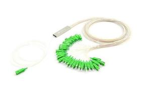 China Fiber Optic 1x16 SC APC PLC Splitter 1 meter Mini Steel Tube 900um factory