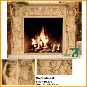 China New Design Natural Stone Yellow Fireplace Mantel factory