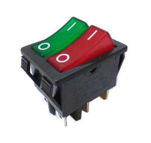 China High Quality Double Rows Rocker Switch, 32*25mm, Green or Red lamp, 20A 250V. factory